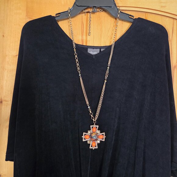Chico's Medieval Style Goldtone Large Cross Pendant Necklace - Picture 1 of 7